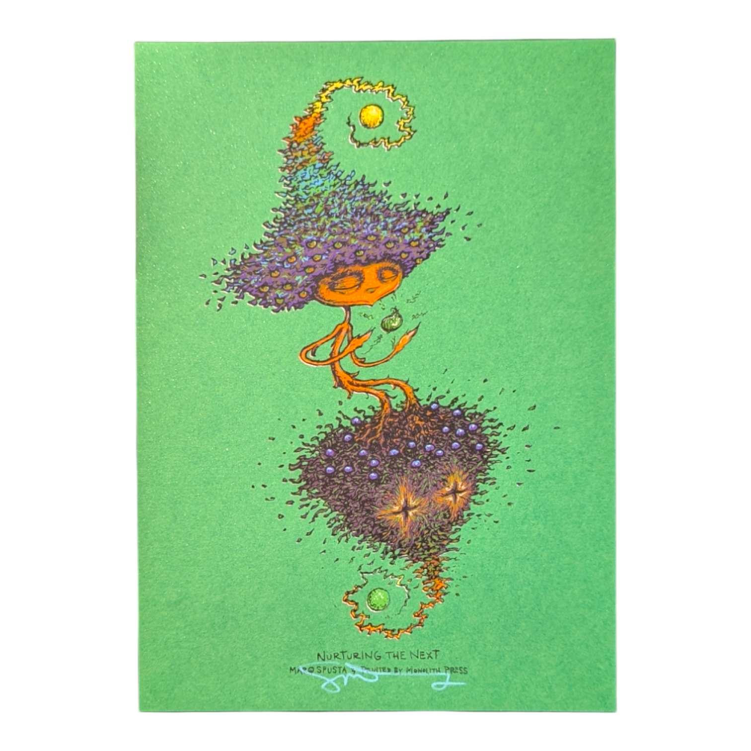 Marq Spusta "Nurturing the Next" (Green Fleck) Mini Print