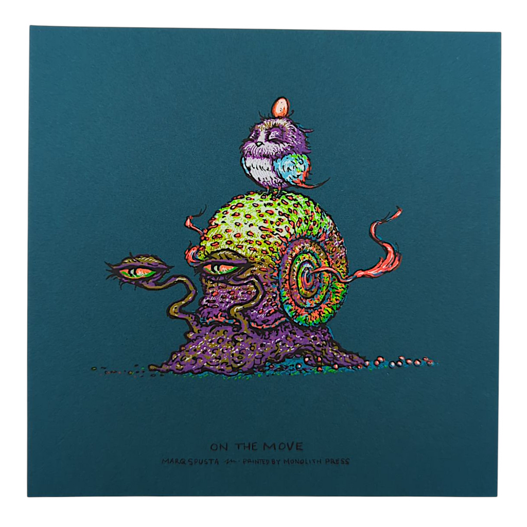 Marq Spusta "On The Move" (Dark Teal) Mini Print