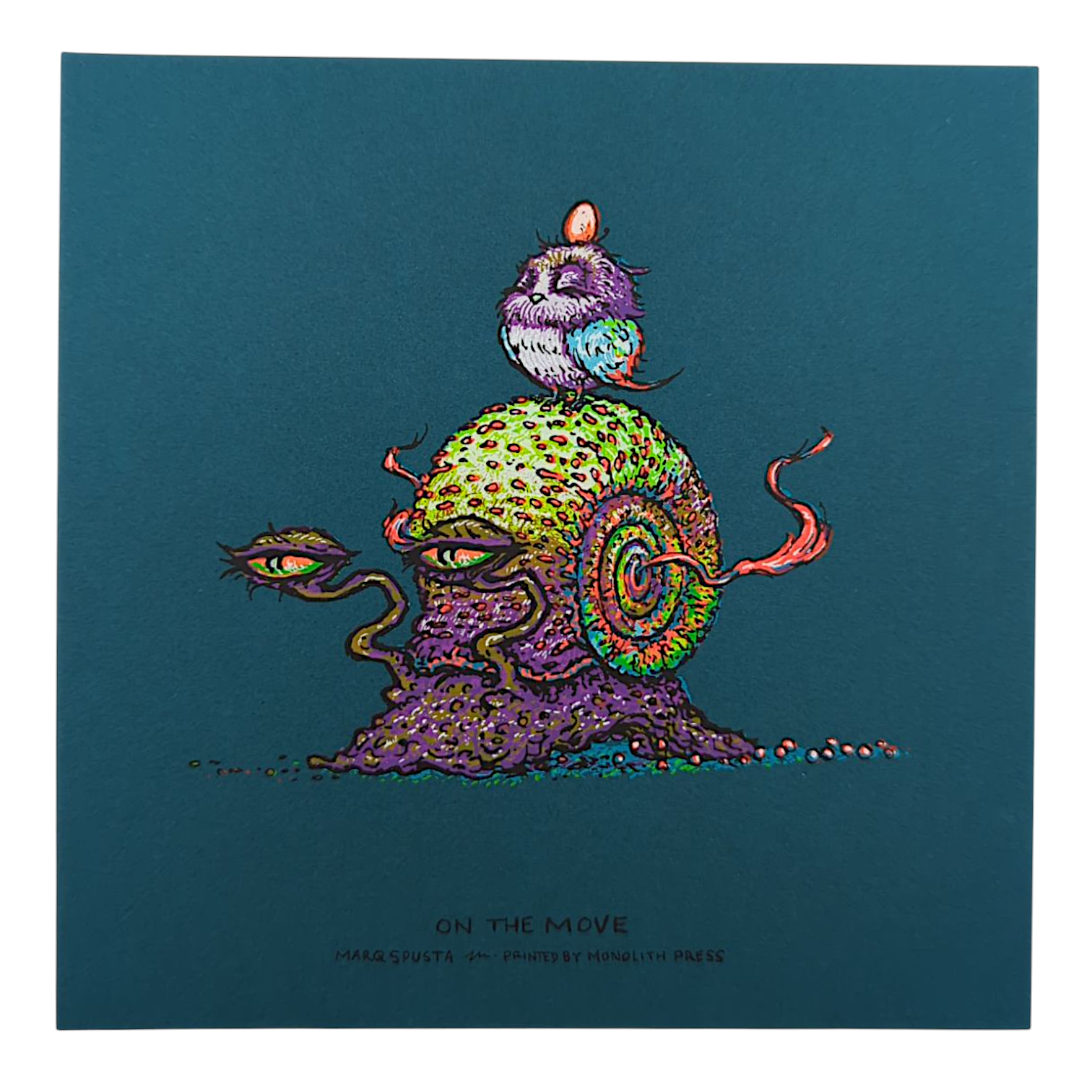 Marq Spusta "On The Move" (Dark Teal) Mini Print