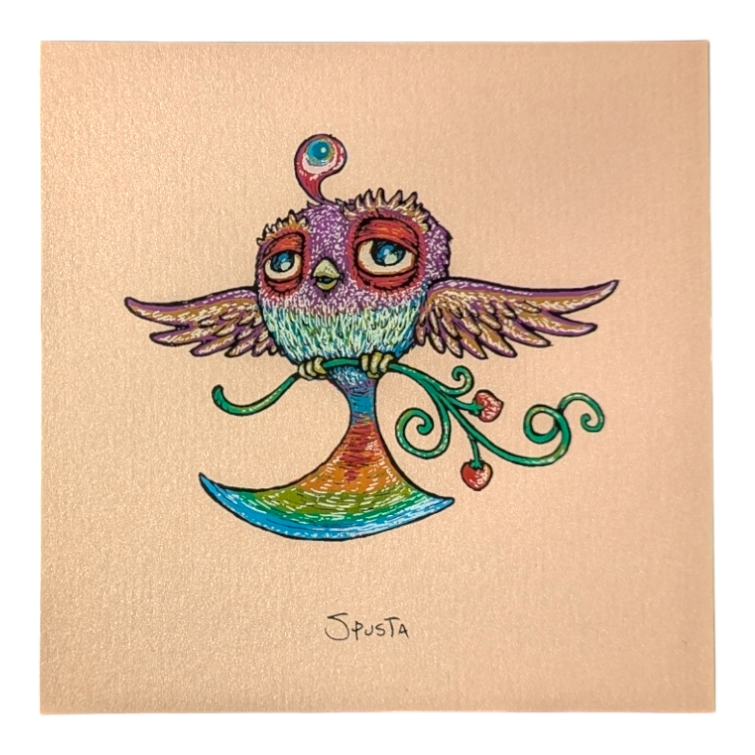 Marq Spusta Peace Branch Bird (Nude Shimmer) Micro Print