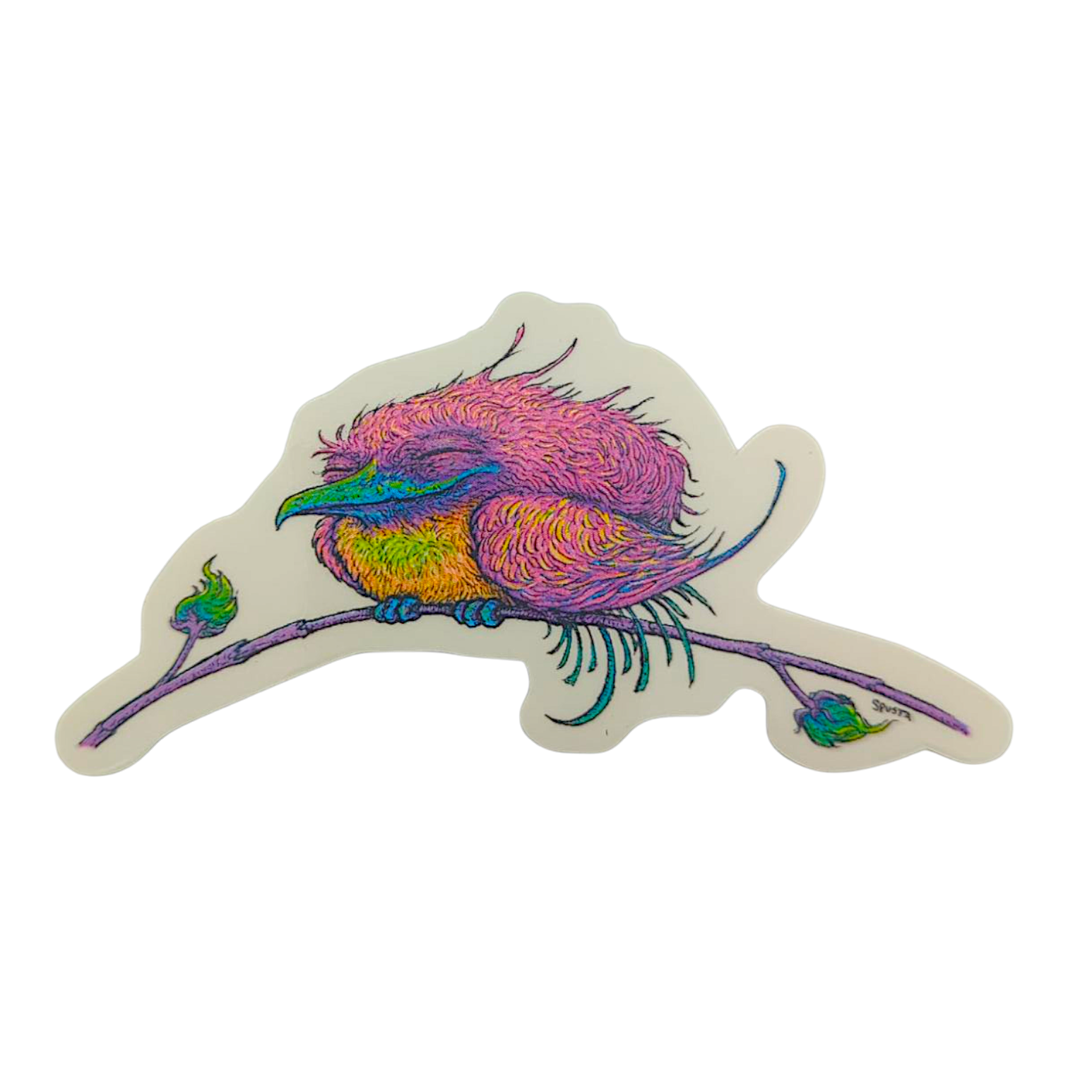 Marq Spusta Pleased and Perched Sticker