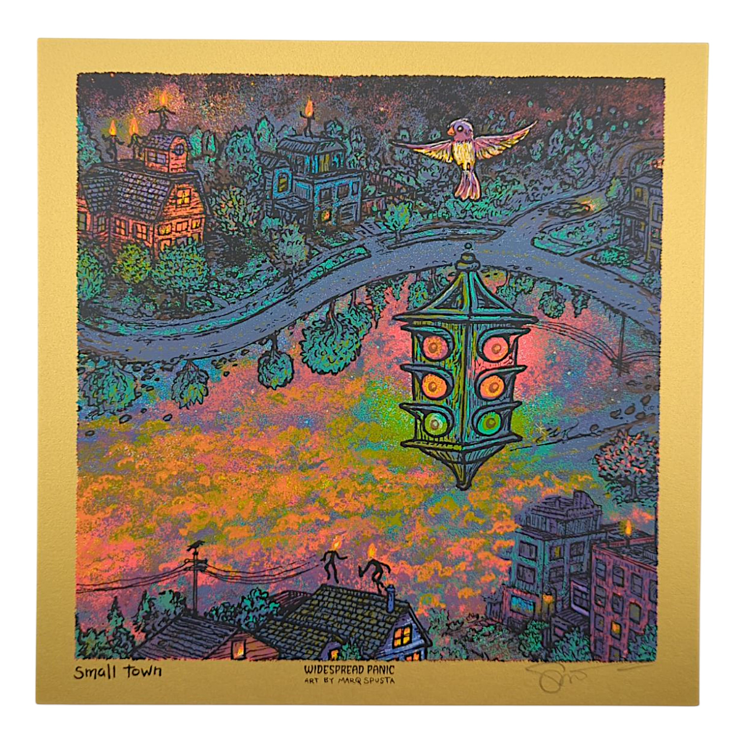 Marq Spusta "Small Town" (Gold) Mini Print