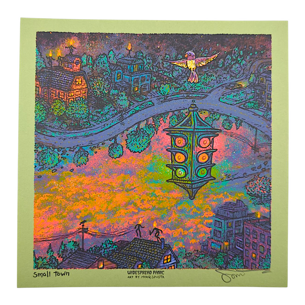 Marq Spusta "Small Town" (Green) Mini Print