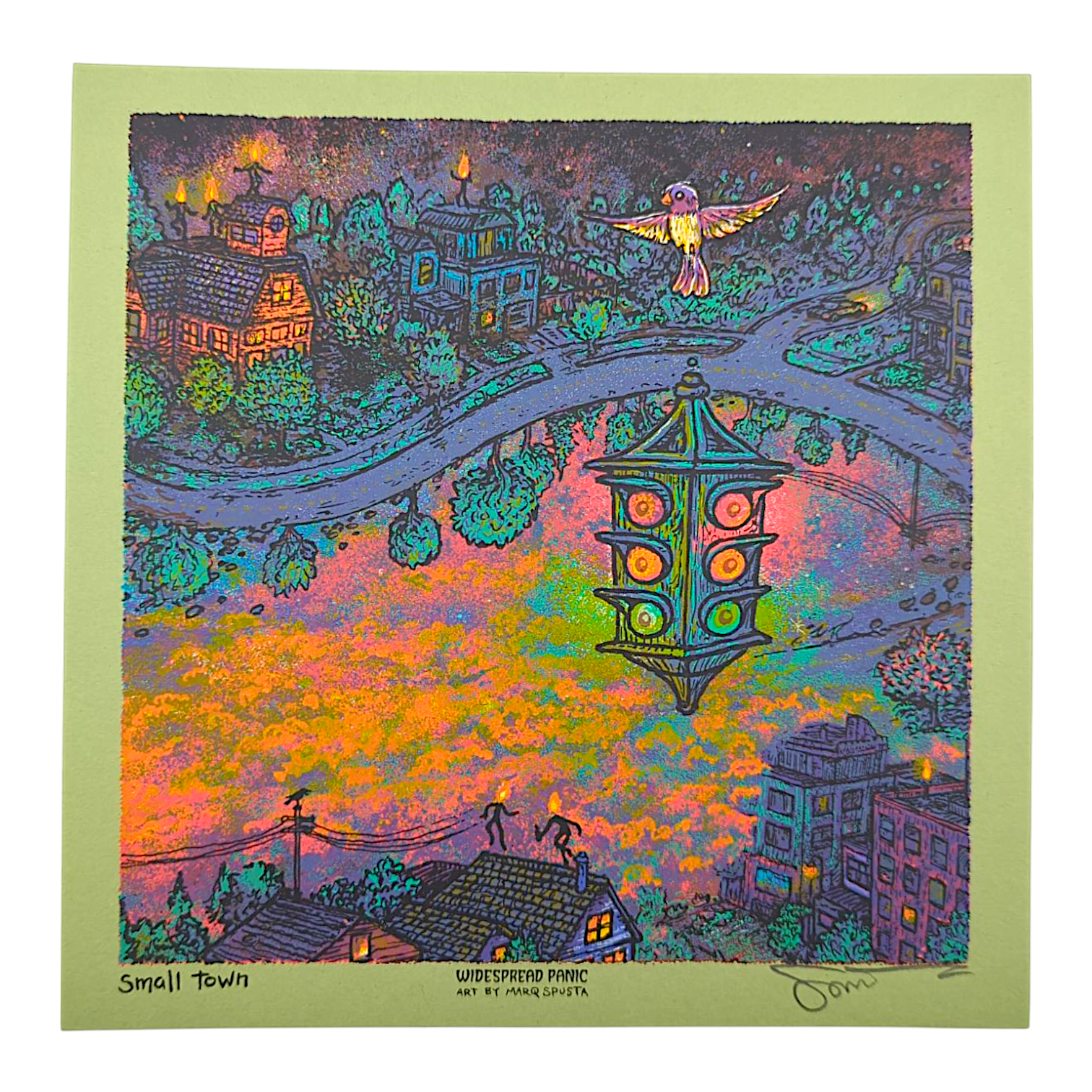 Marq Spusta "Small Town" (Green) Mini Print
