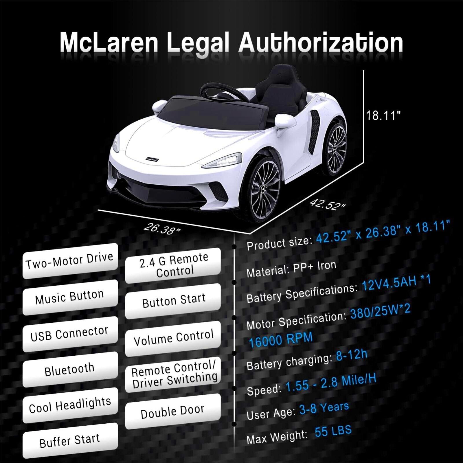 McLaren Ride On Car for Kids: 12V Electric with Remote Control