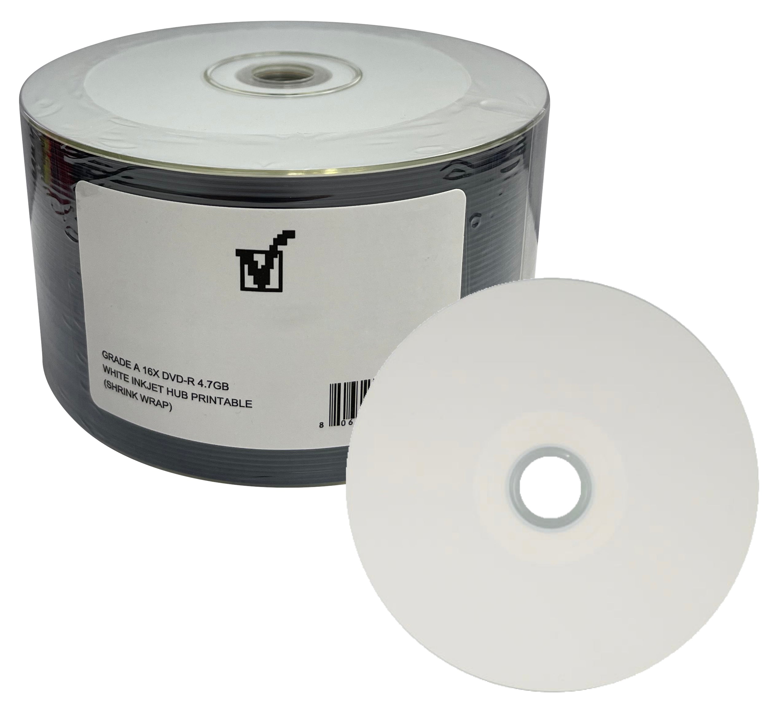 Grade A 16X DVD-R 4.7GB White Inkjet Hub Printable (Shrink Wrap)