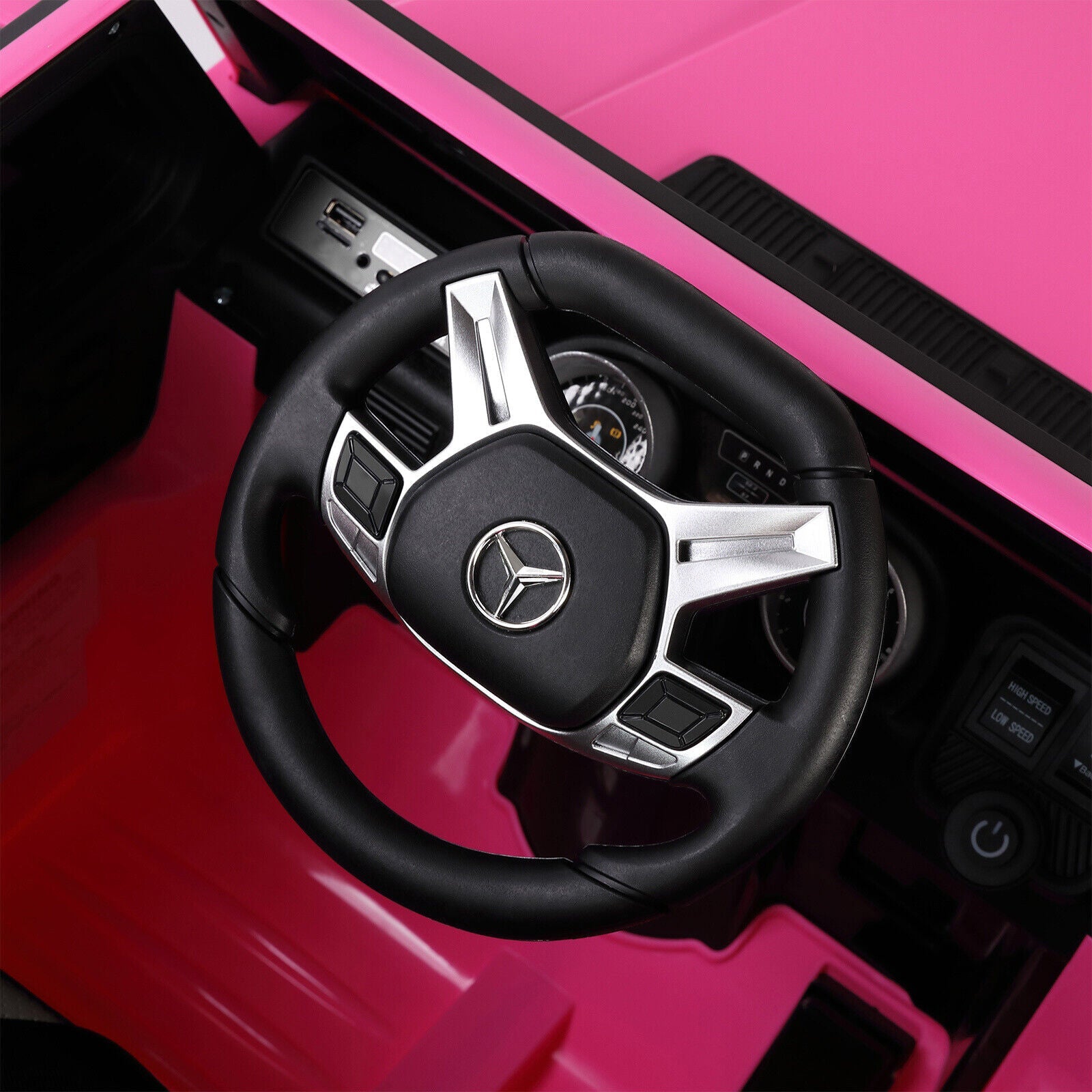 Mercedes-Benz Electric Ride On Car for Kids - 3 Speeds, LED Lights, Bluetooth, and Remote Control