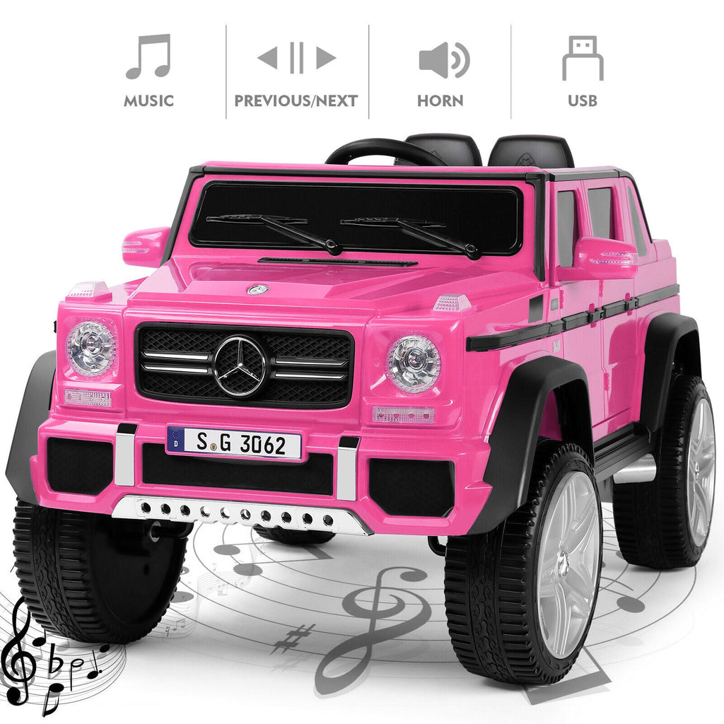 Mercedes-Benz Electric Ride-On Car for Kids with 3 Speeds, LED Lights, and RC Control - Pink