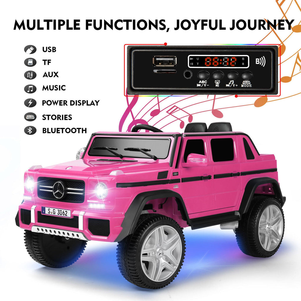 Mercedes-Benz Electric Ride-On Car for Kids with 3 Speeds, LED Lights, and RC Control - Pink