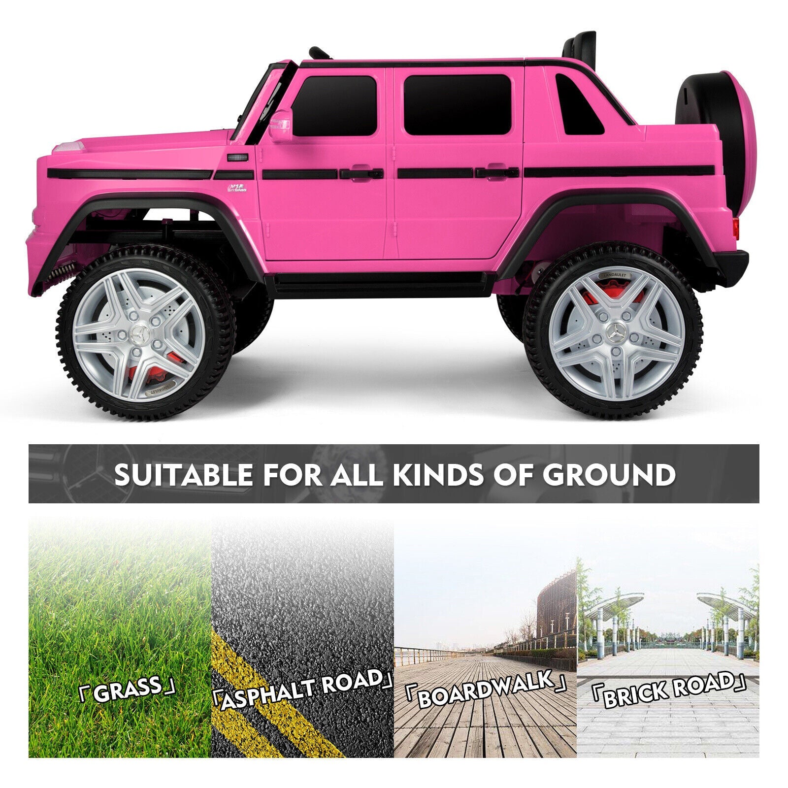 Mercedes-Benz Electric Ride-On Car for Kids with 3 Speeds, LED Lights, and RC Control - Pink