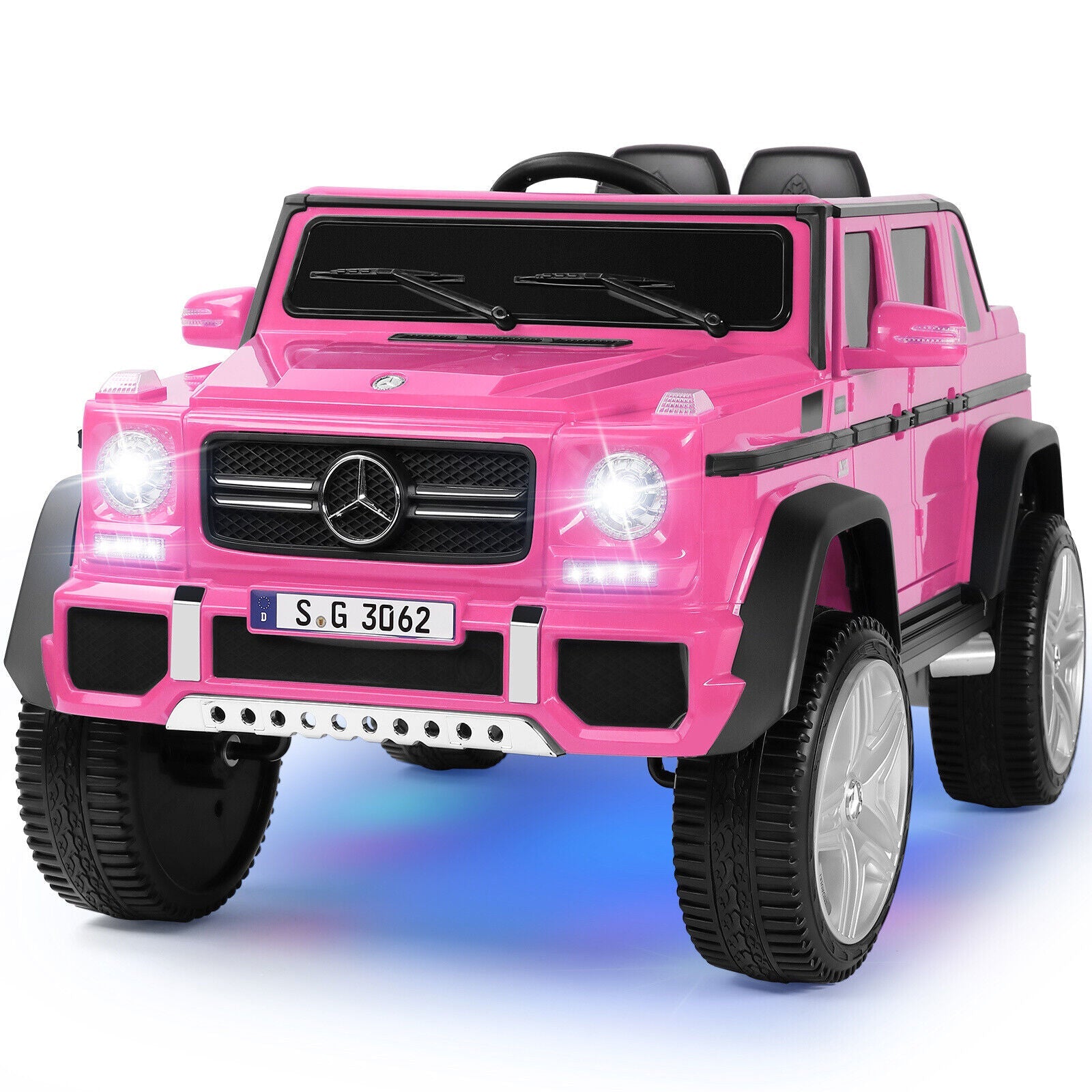 Mercedes-Benz Electric Ride-On Car for Kids with 3 Speeds, LED Lights, and RC Control - Pink