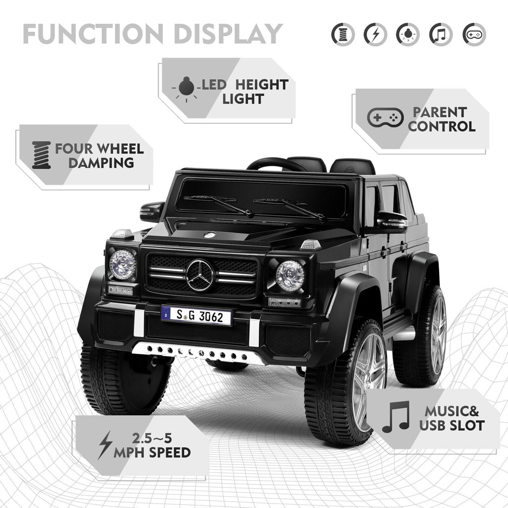 Mercedes-Benz Electric Ride-On Car for Kids with 3 Speeds, LED Lights, and Remote Control - Black