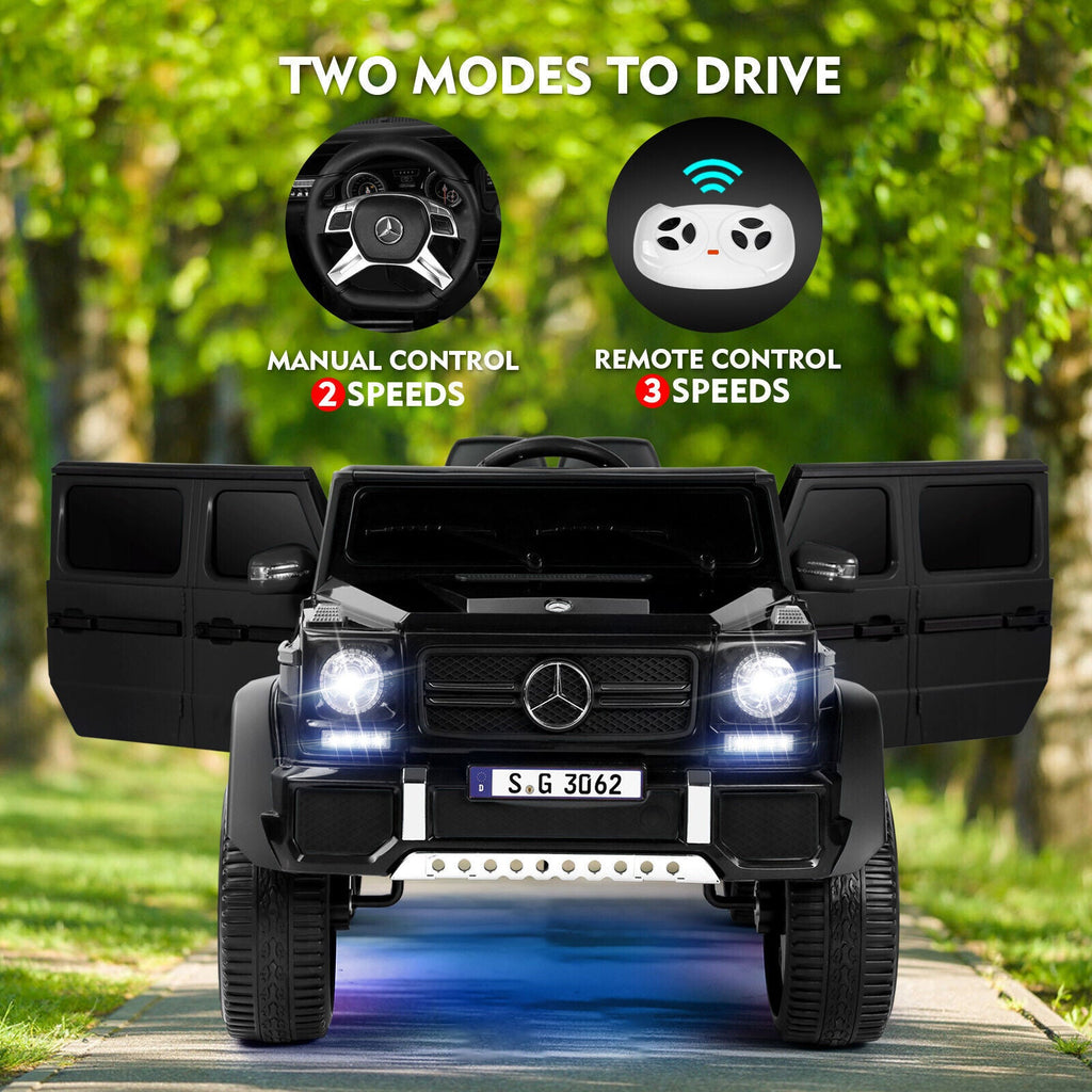 Mercedes-Benz Electric Ride-On Car for Kids with 3 Speeds, LED Lights, and Remote Control - Black