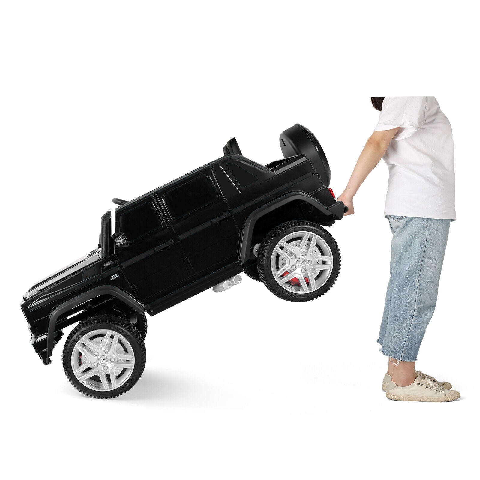 Mercedes-Benz Electric Ride-On Car for Kids with 3 Speeds, LED Lights, and Remote Control - Black