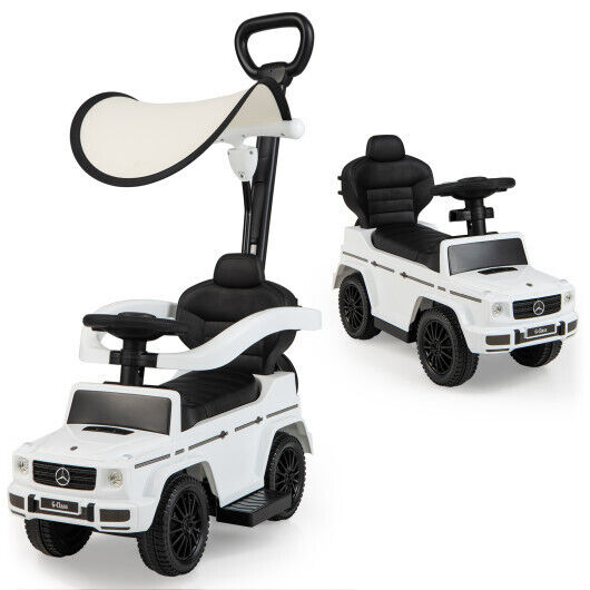 Mercedes Benz G350 3-in-1 Push Car: Stroller, Sliding Car, and Canopy in White