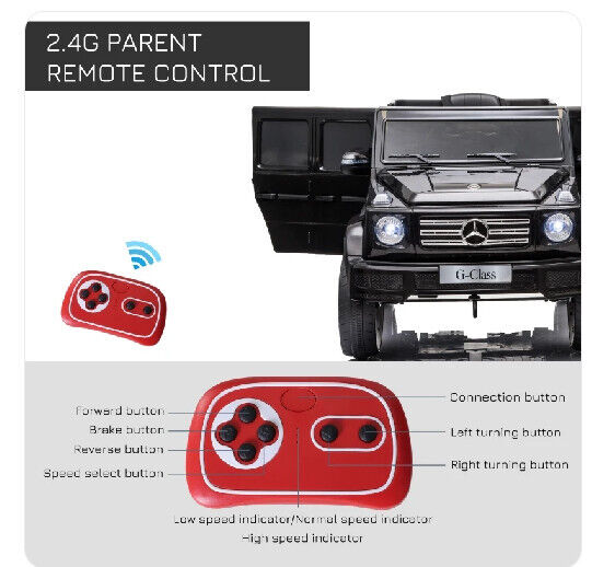 Mercedes Benz G500 12V Battery Kids Ride On Toy with Remote Control, Lights, and Suspension