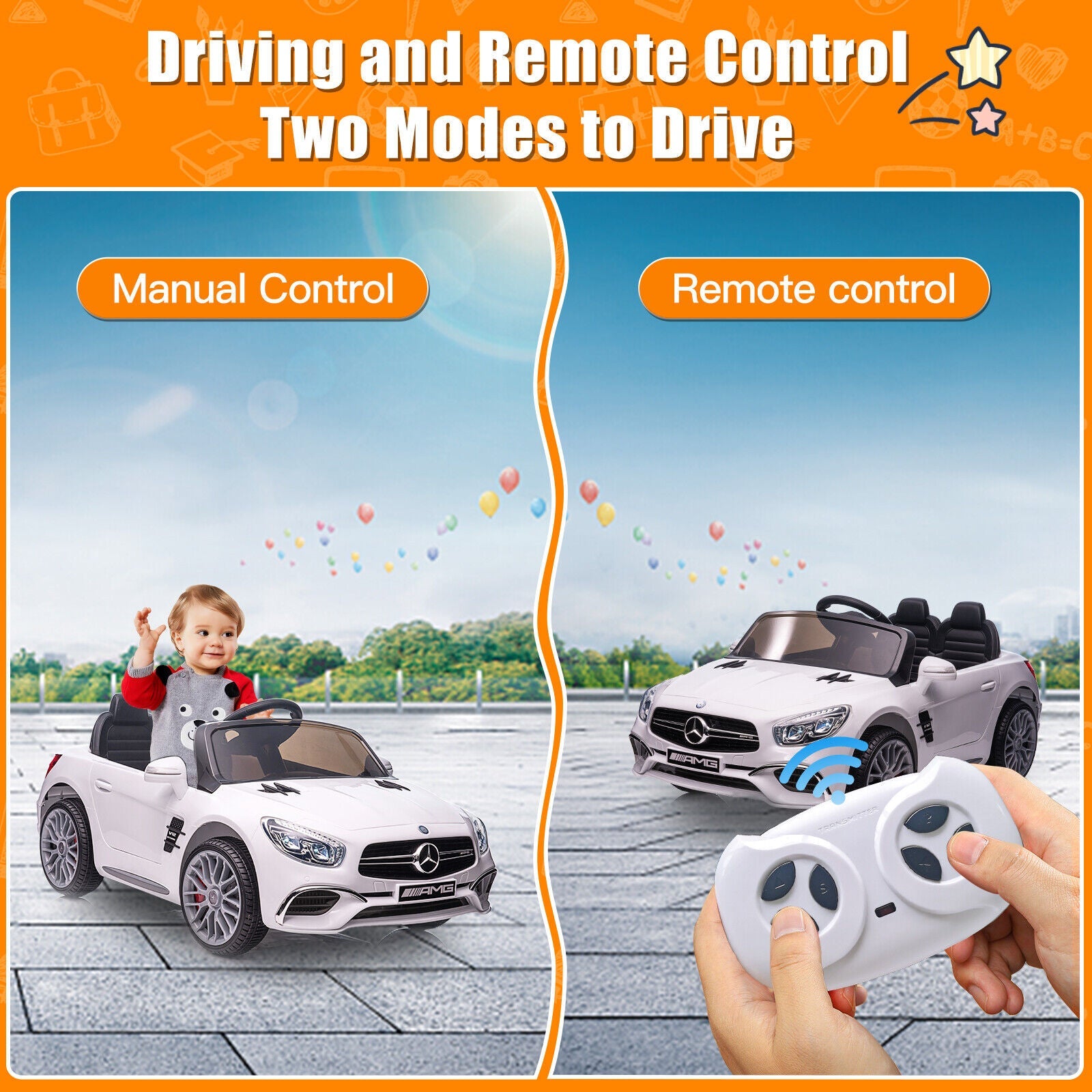 Mercedes-Benz Licensed 12V Electric Ride-On Car for Kids with Remote Control and MP3 Player
