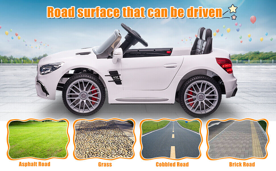 Mercedes Benz Licensed 12V Electric Ride-On Car for Kids with Remote Control - Seats 2