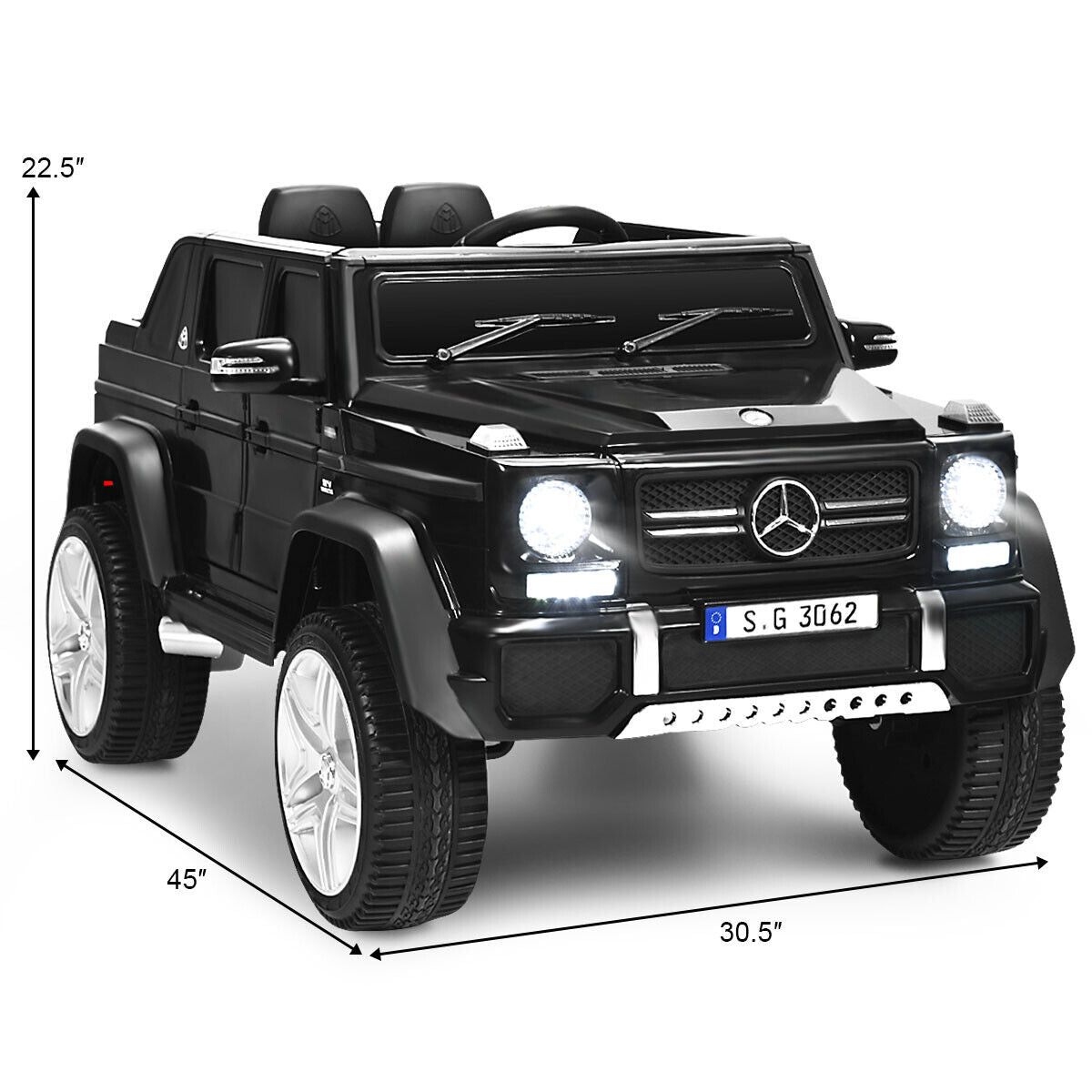Mercedes-Benz Licensed 12V Kids Ride On Car with RC Control and Trunk in Black