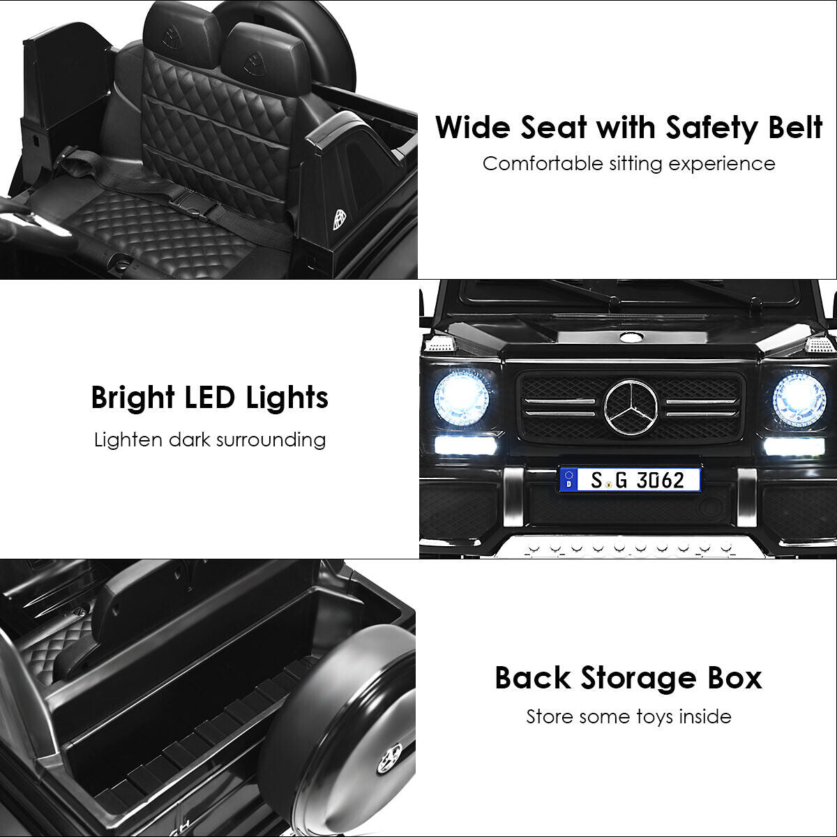 Mercedes-Benz Licensed 12V Kids Ride On Car with RC Control and Trunk in Black