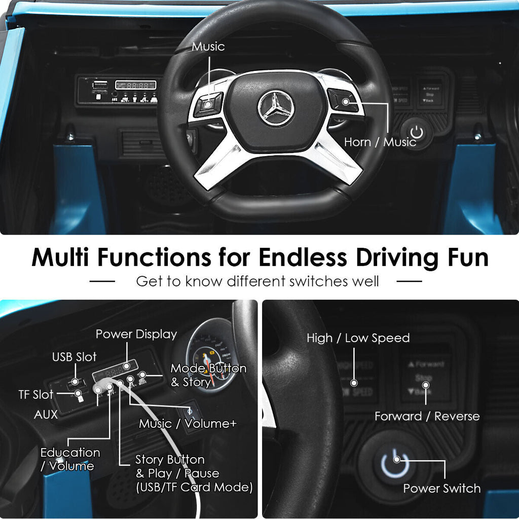 Mercedes-Benz Licensed 12V Kids Ride On Car with RC Control and Trunk in Navy