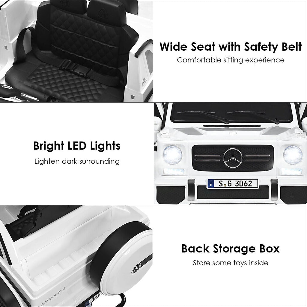 Mercedes-Benz Licensed 12V Kids Ride On Car with RC Control and Trunk in White