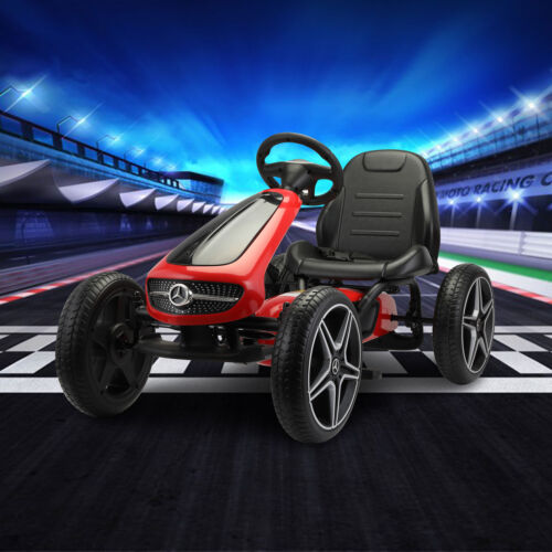 Mercedes Benz Licensed Go Kart for Kids with Horn and Music - Red, Ages 3+