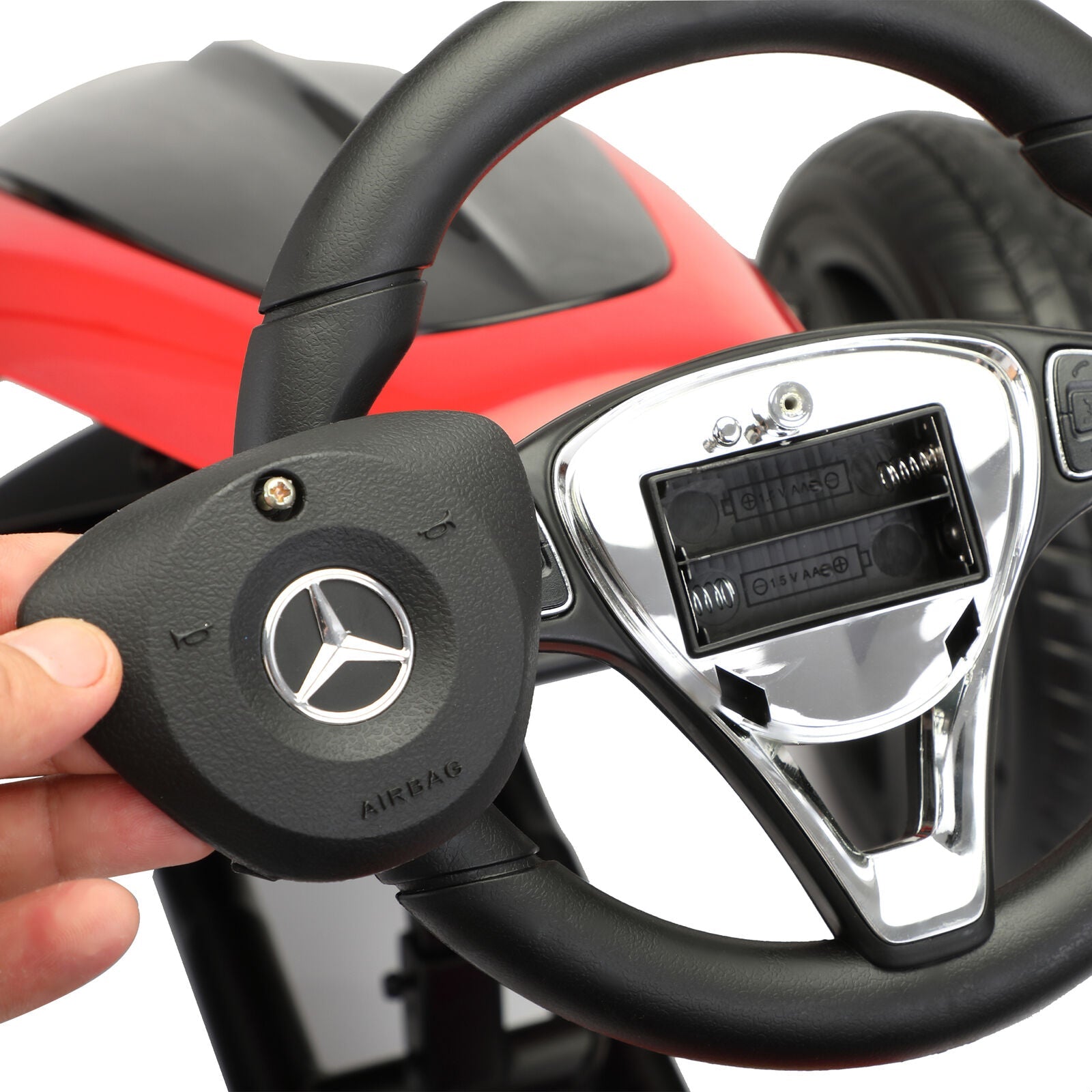 Mercedes Benz Licensed Go Kart for Kids with Horn and Music - Red, Ages 3+