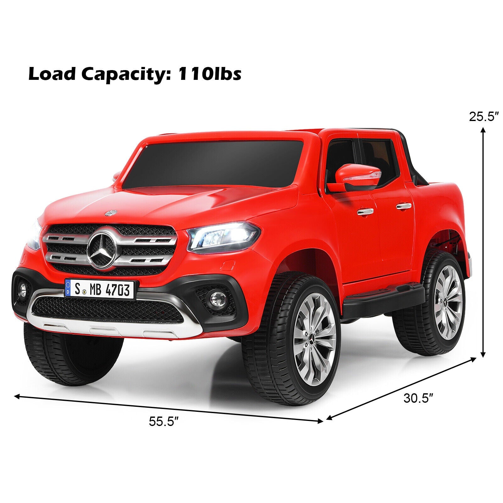 Mercedes Benz Licensed X Class RC 12V Ride On Car for Kids with Trunk - Red