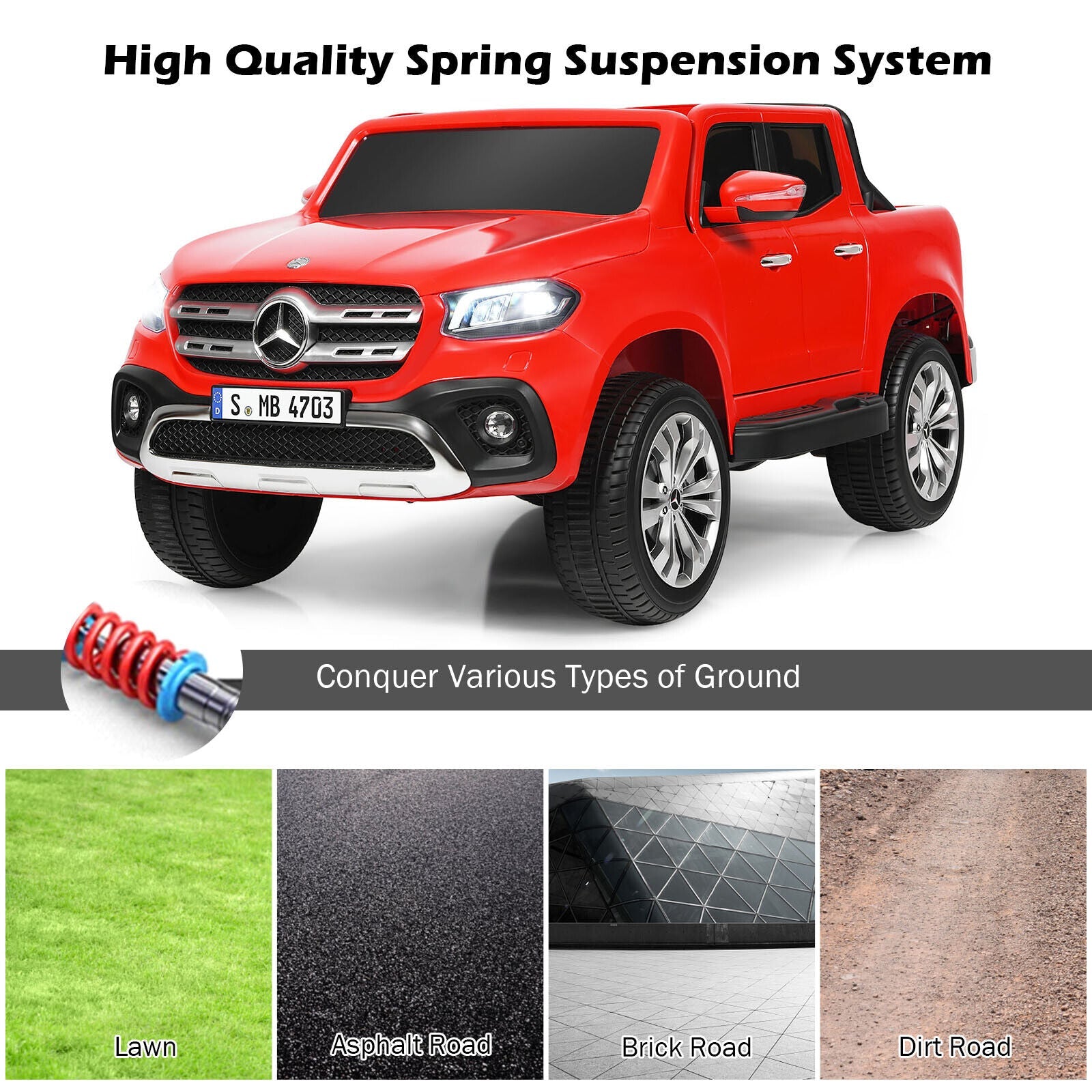 Mercedes Benz Licensed X Class RC 12V Ride On Car for Kids with Trunk - Red