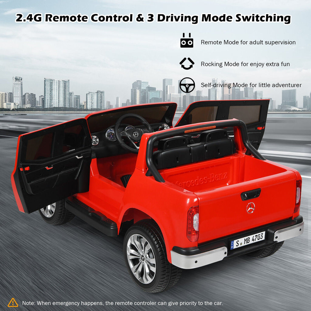Mercedes Benz Licensed X Class RC 12V Ride On Car for Kids with Trunk - Red