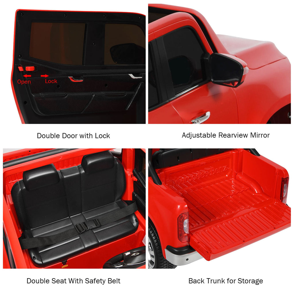 Mercedes Benz Licensed X Class RC 12V Ride On Car for Kids with Trunk - Red