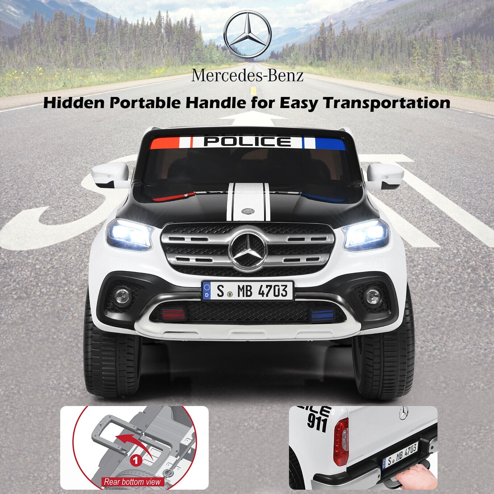 Mercedes Benz Licensed X Class RC 2-Seater 12V Kids Ride On Car with Trunk