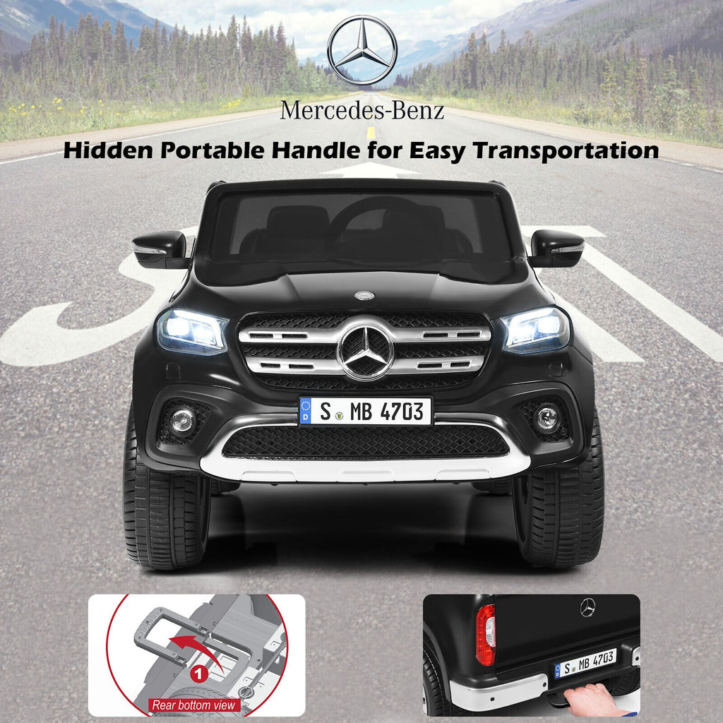 Mercedes Benz Licensed X Class RC 2-Seater 12V Kids Ride On Car with Trunk in Black