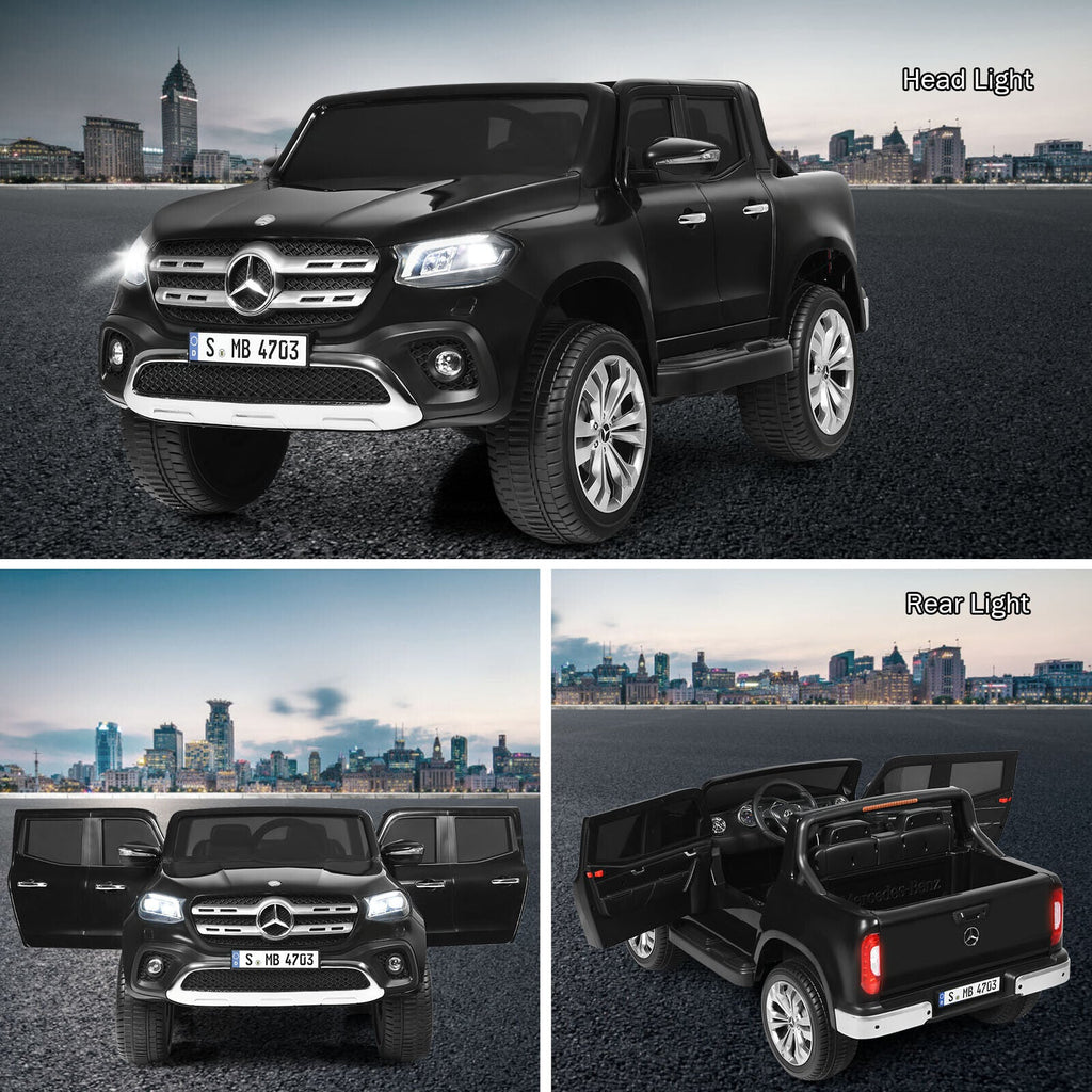 Mercedes Benz Licensed X Class RC 2-Seater 12V Kids Ride On Car with Trunk in Black