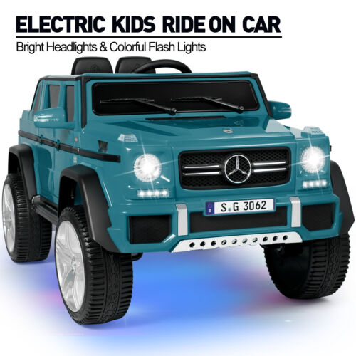 Mercedes-Benz Toy Truck Ride-On Car for Kids with LED Lights, Music, and Remote Control - 12V Blue Battery Powered