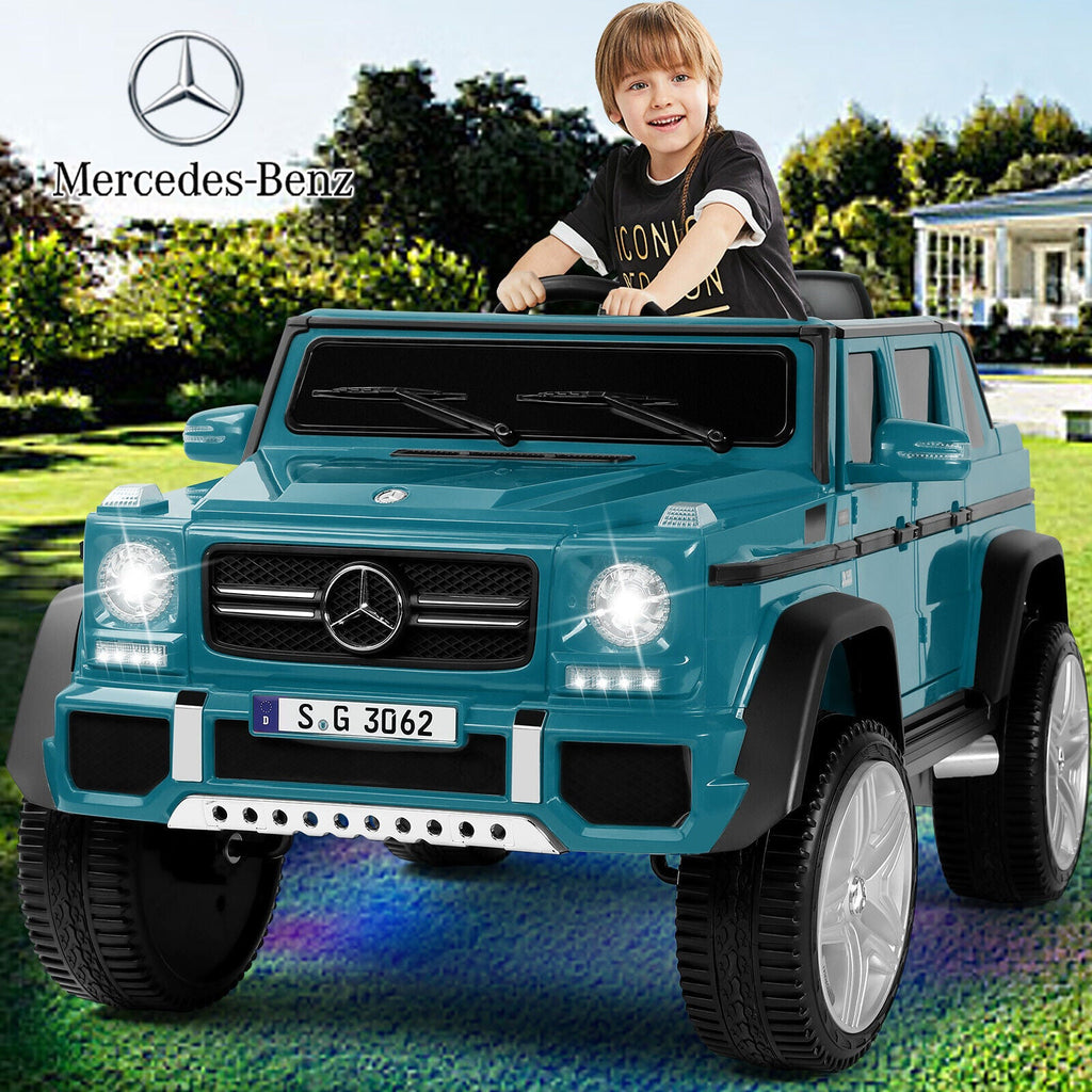 Mercedes-Benz Toy Truck Ride-On Car for Kids with LED Lights, Music, and Remote Control - 12V Blue Battery Powered