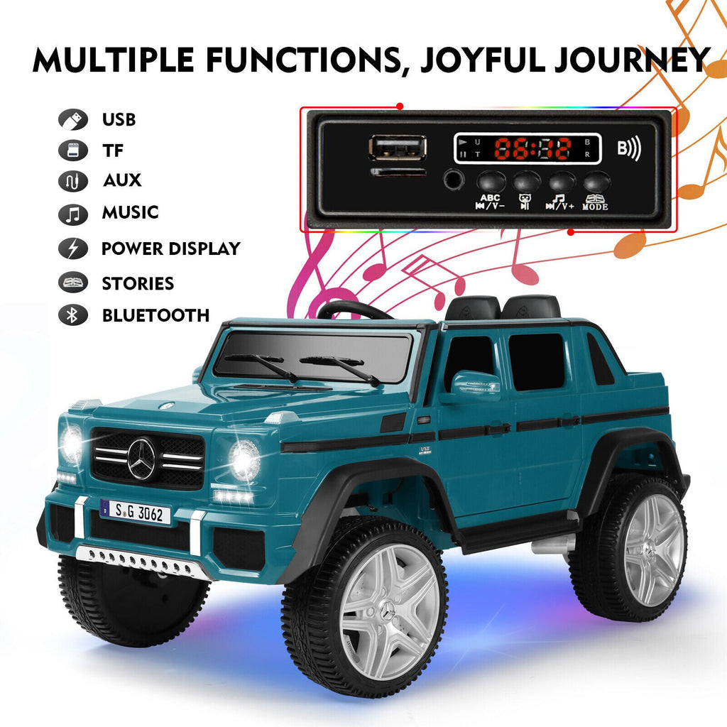 Mercedes-Benz Toy Truck Ride-On Car for Kids with LED Lights, Music, and Remote Control - 12V Blue Battery Powered