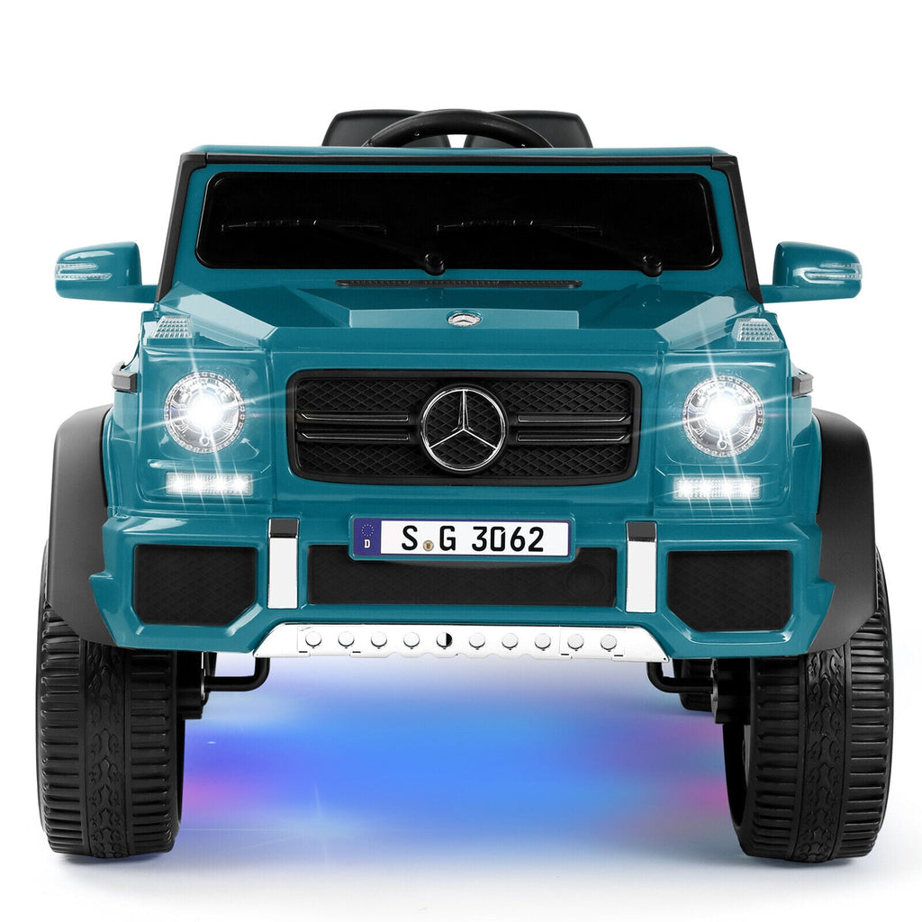 Mercedes-Benz Toy Truck Ride-On Car for Kids with LED Lights, Music, and Remote Control - 12V Blue Battery Powered