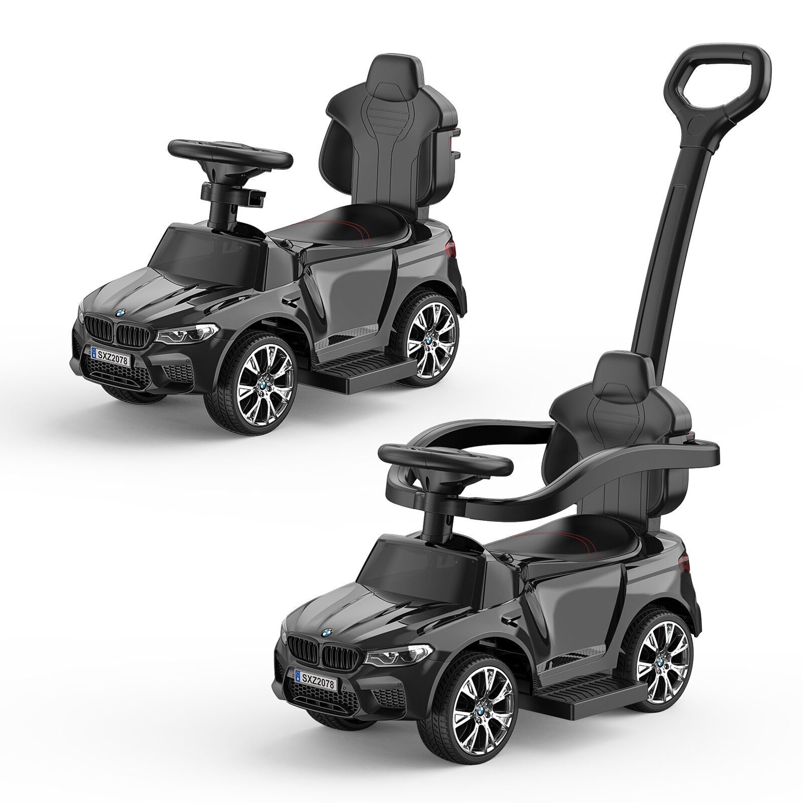 Music-Infused Ride-On Car with Safety Bar for Toddlers and Kids