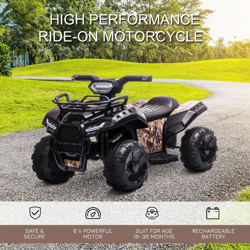 Music-Powered Black ATV for Kids Ages 18-36 Months