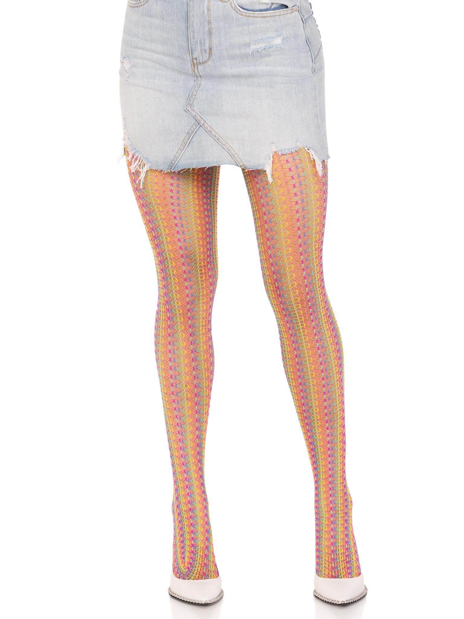 Candy Skies Crochet Net Tights - Multicolor (One Size)