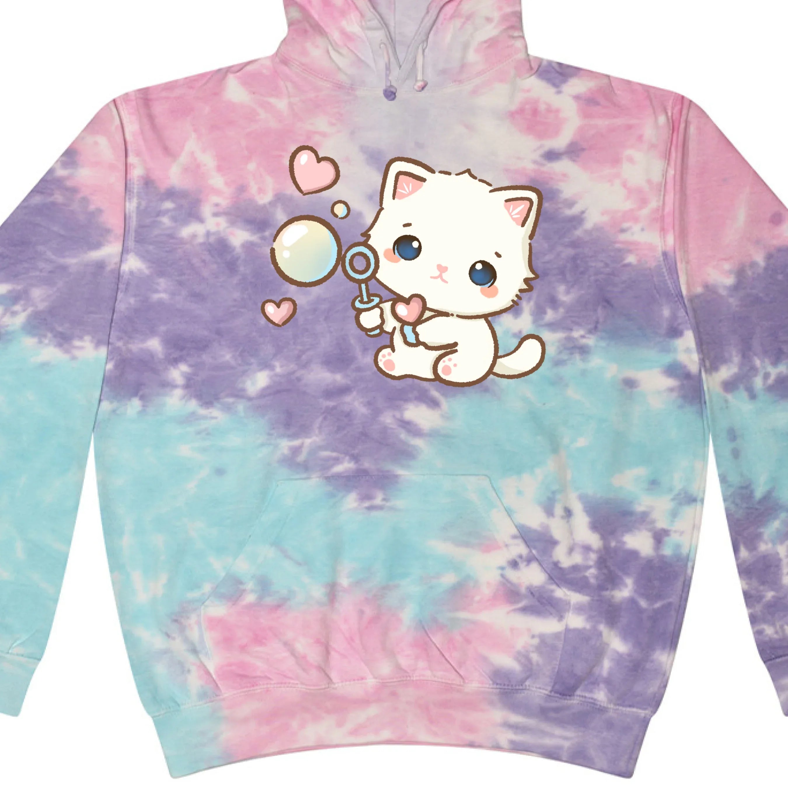Cotton Candy Bubble Kitten Hoodie