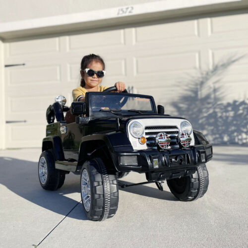 Off-Road Adventure 12V Battery-Powered Jeep Truck for Kids with Remote Control, MP3 Player, and Lights