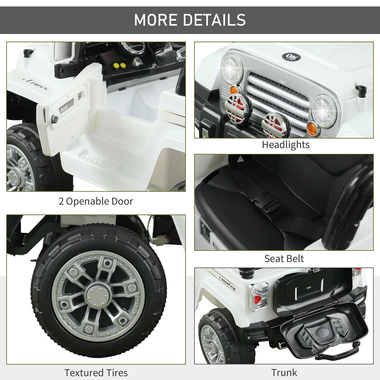 Off-Road Battery-Powered Jeep Truck for Kids with Remote Control, MP3 Player, and Lights - 12V
