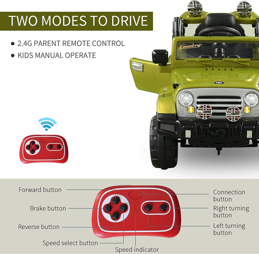Off-Road Truck Ride-On Car with MP3, Horn, Steering Wheel, and Remote Control for Kids