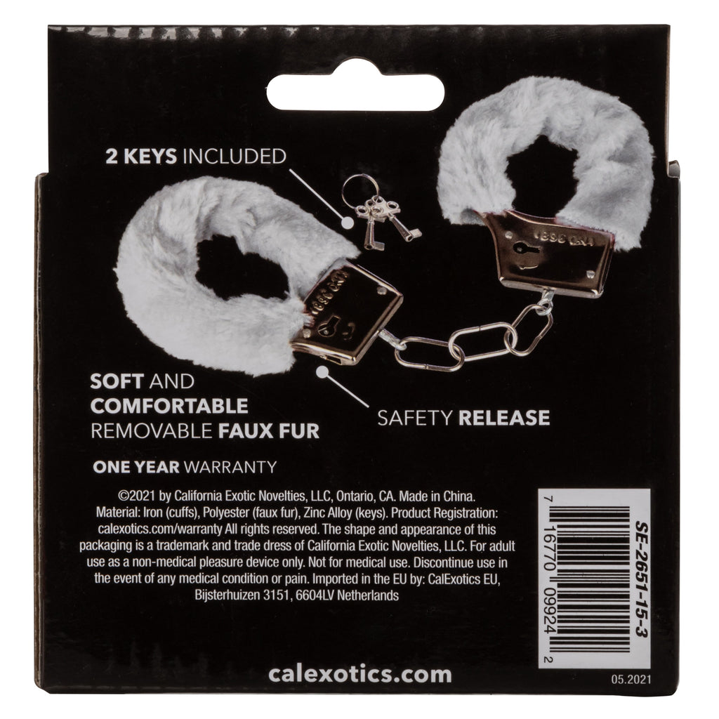 Playful White Furry Cuffs