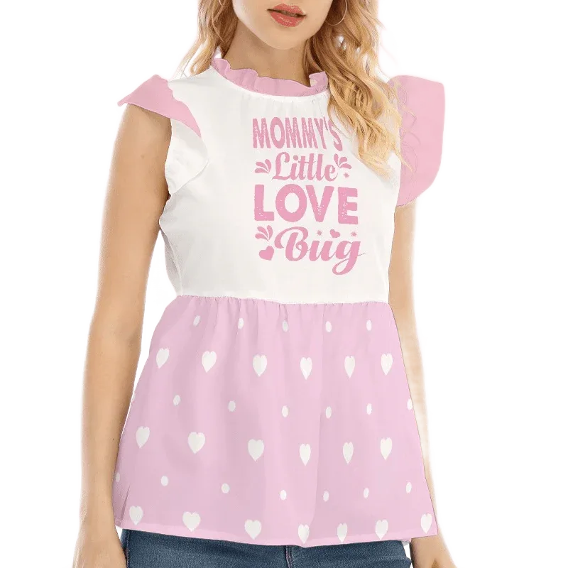 'Mommy's Little Love Bug' Pink Ruffle Blouse