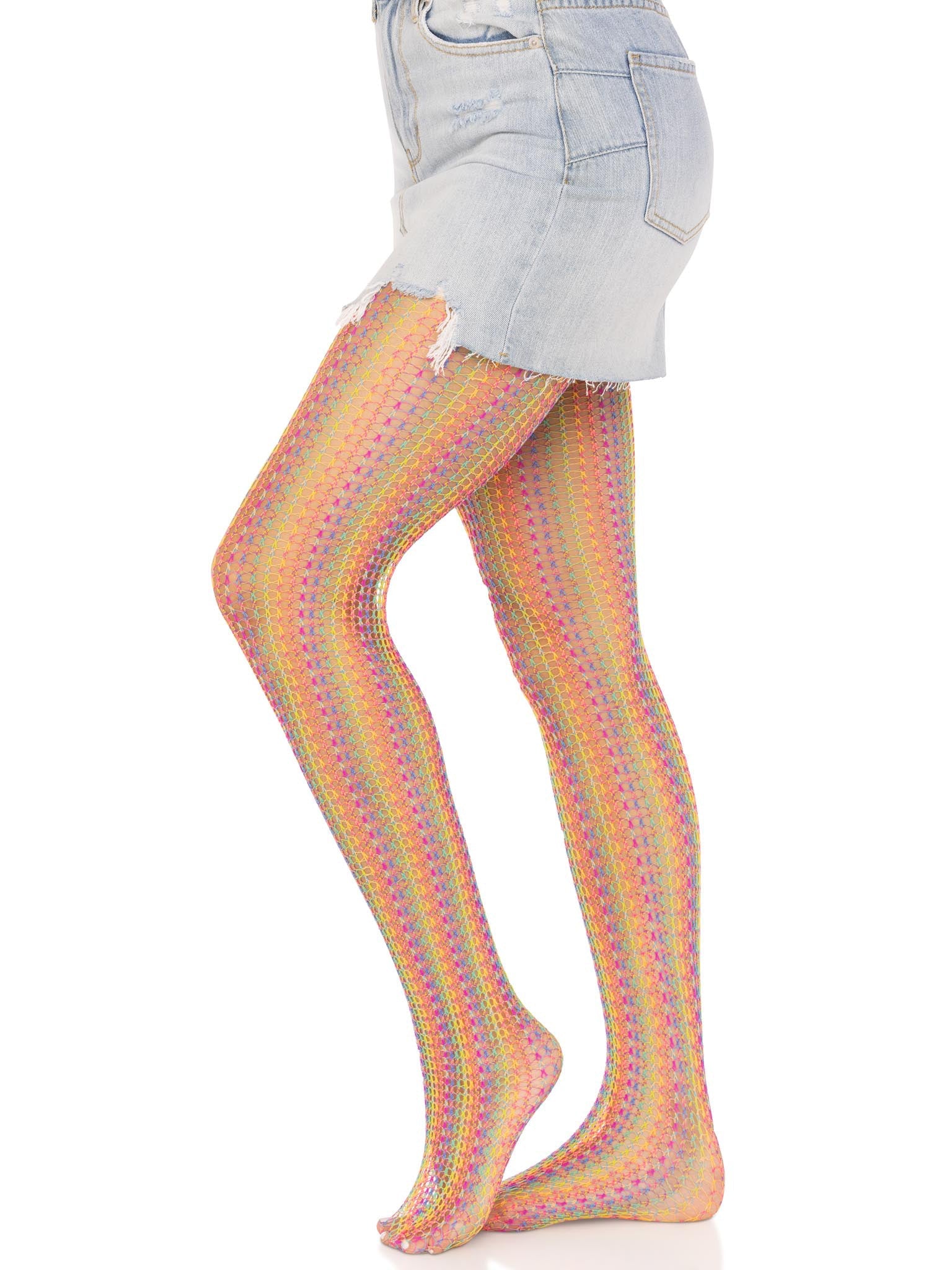 Candy Skies Crochet Net Tights - Multicolor (One Size)