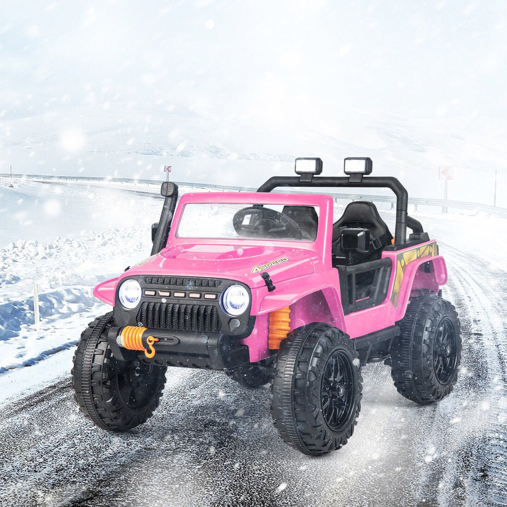 Parent-Child Ride On Truck Car with Remote Control, LED Lights, and Music - Pink (12V 10AH)